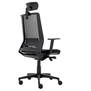 Poltrona semidirezionale Light LLNPG nero c/bracc. regolabili e poggiatesta